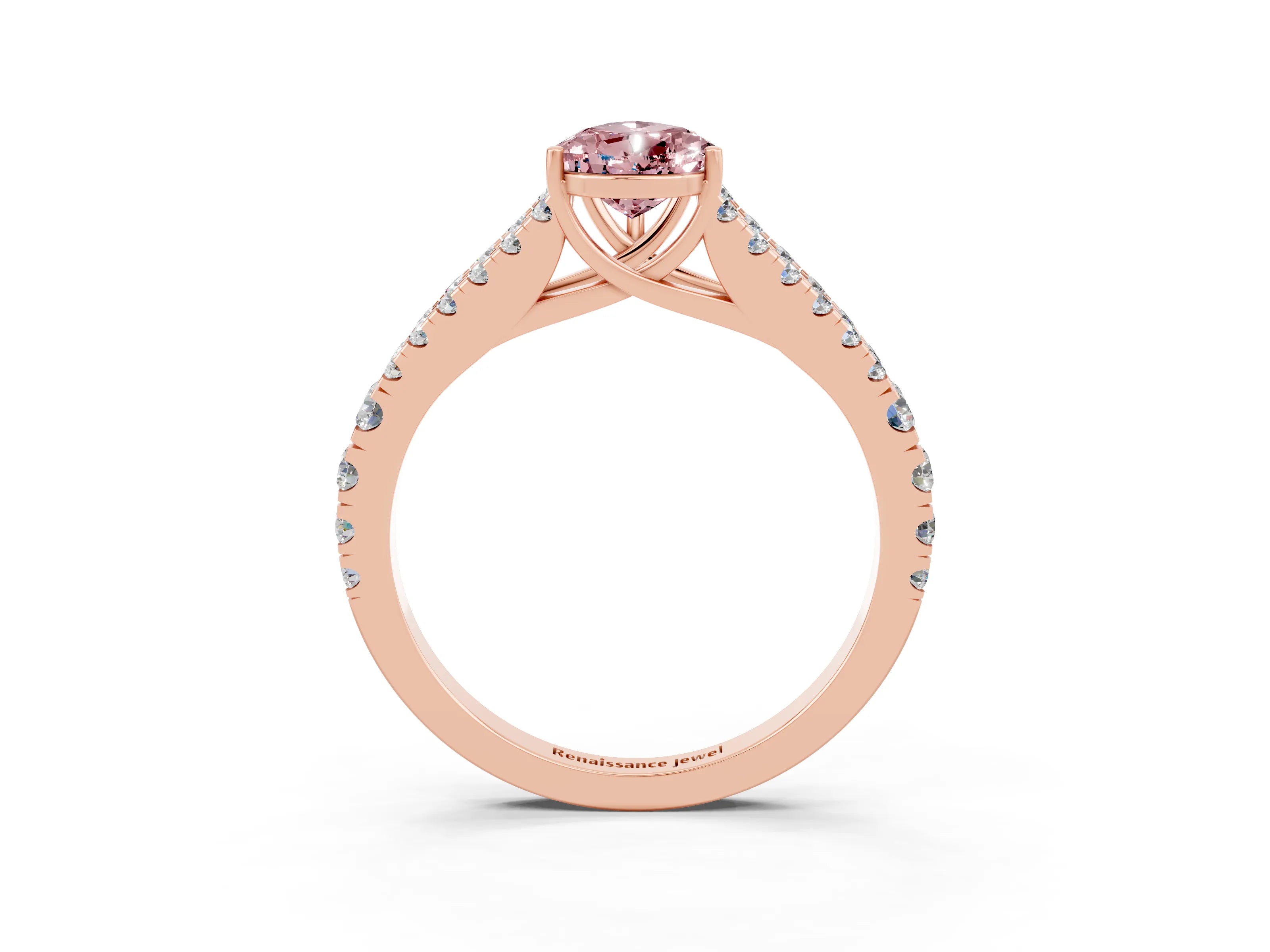 Rose gold Pear Cut Cut Split Shank Pave Diamond Engagement Ring with Four-Prong Setting_3