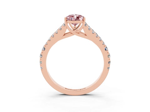 Rose gold Pear Cut Cut Split Shank Pave Diamond Engagement Ring with Four-Prong Setting_3