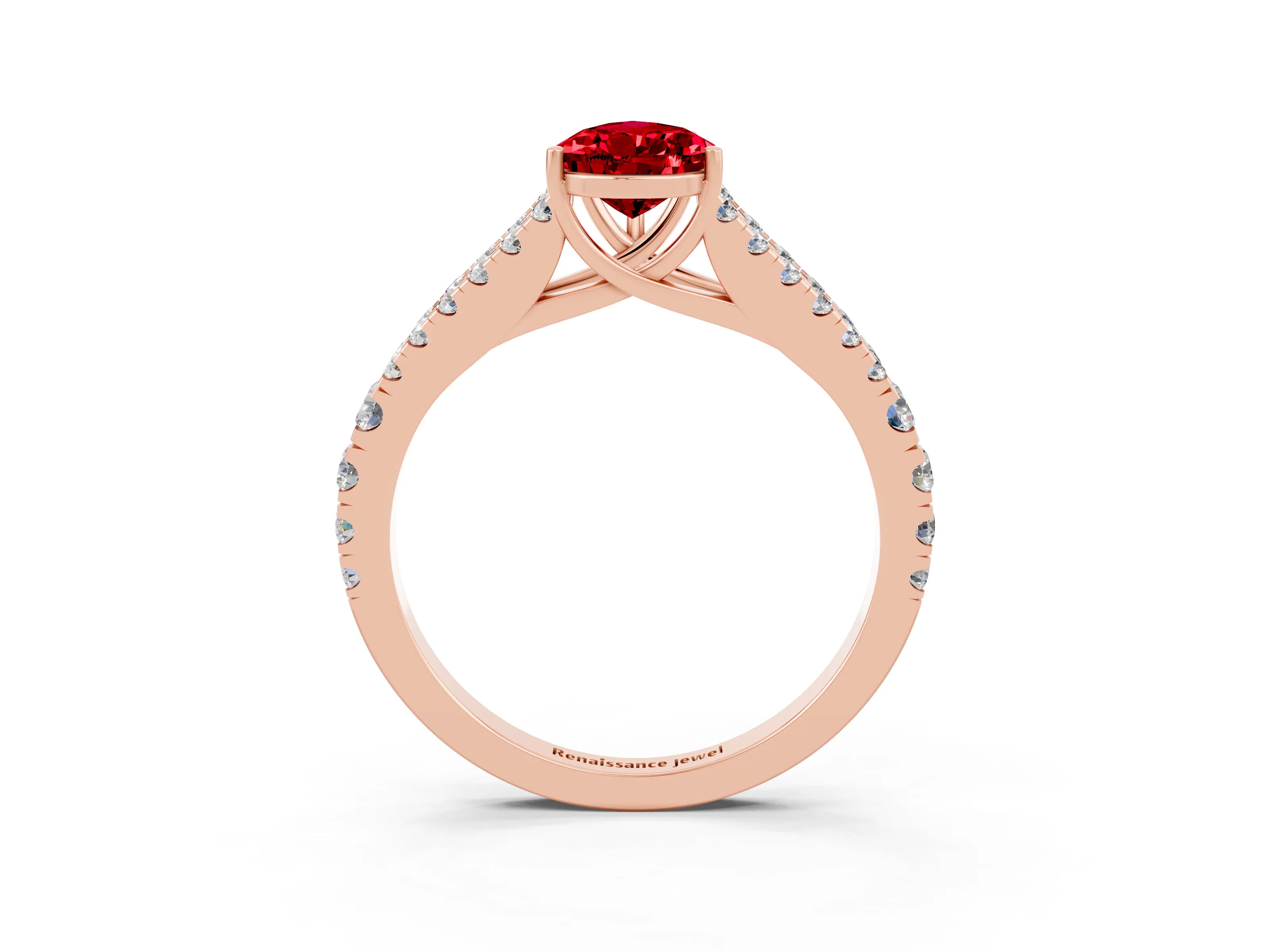 Rose gold Pear Cut Cut Split Shank Pave Diamond Engagement Ring with Four-Prong Setting_3