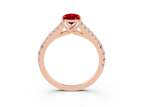 Rose gold Pear Cut Cut Split Shank Pave Diamond Engagement Ring with Four-Prong Setting_3