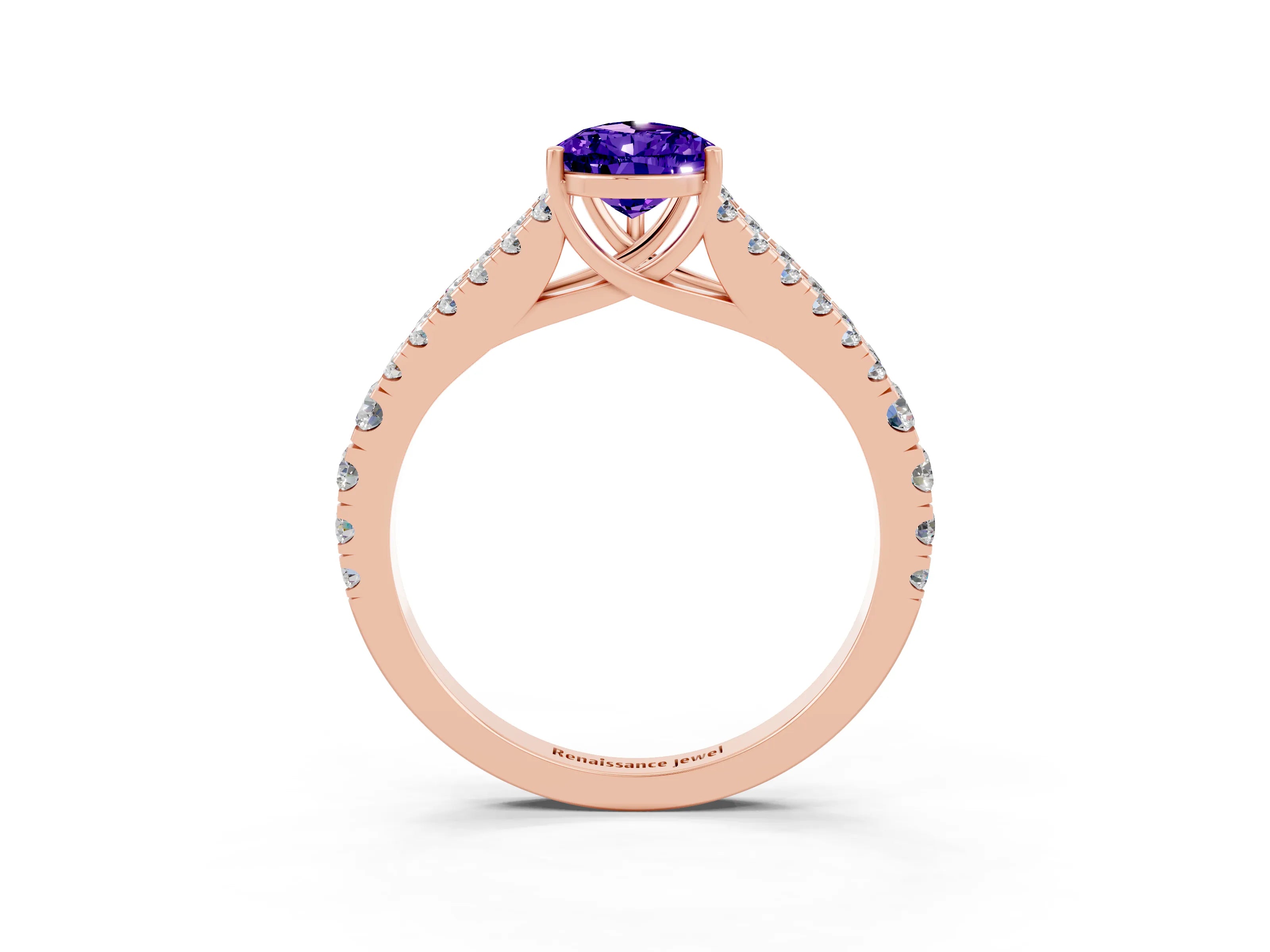 Rose gold Pear Cut Cut Split Shank Pave Diamond Engagement Ring with Four-Prong Setting_3