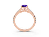 Rose gold Pear Cut Cut Split Shank Pave Diamond Engagement Ring with Four-Prong Setting_3