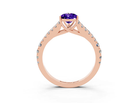 Rose gold Pear Cut Cut Split Shank Pave Diamond Engagement Ring with Four-Prong Setting_3