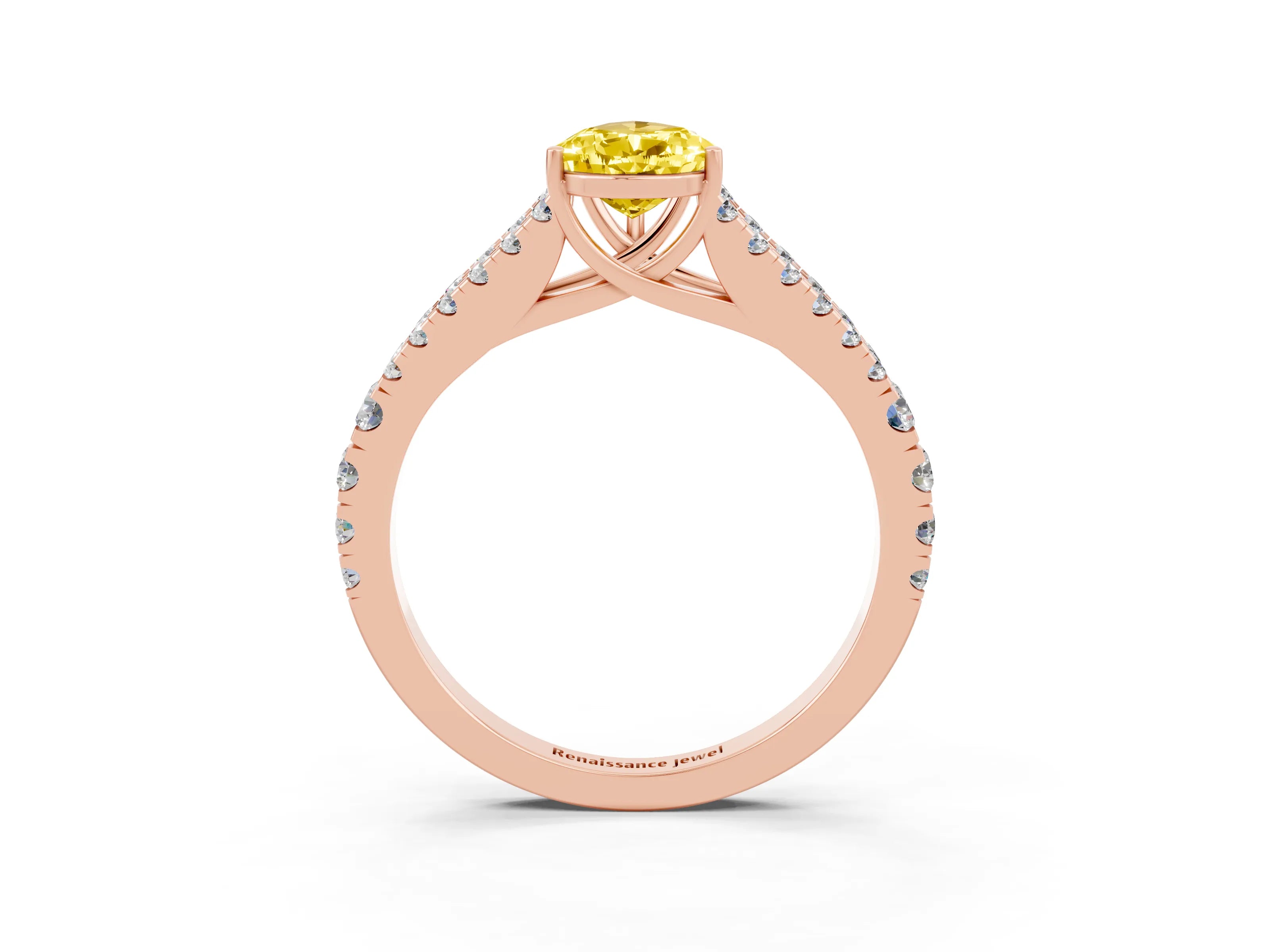 Rose gold Pear Cut Cut Split Shank Pave Diamond Engagement Ring with Four-Prong Setting_3