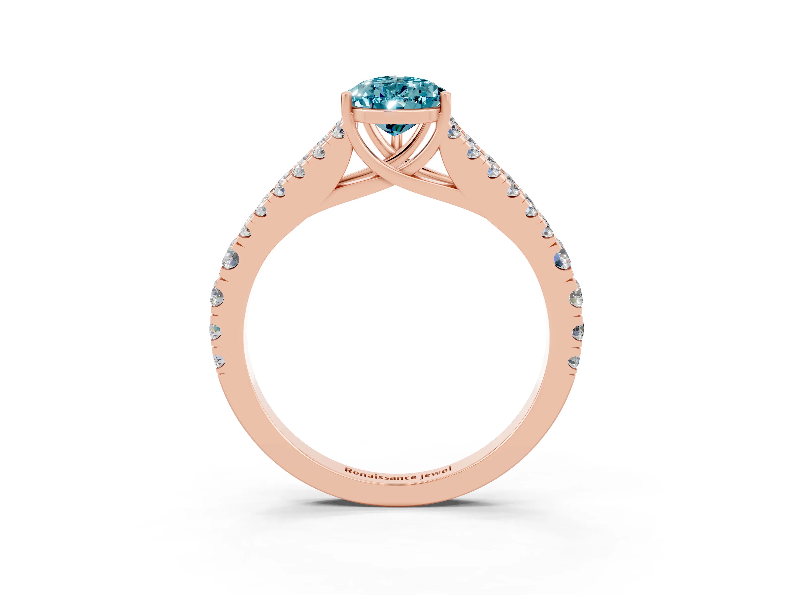 Rose gold Pear Cut Cut Split Shank Pave Diamond Engagement Ring with Four-Prong Setting_3