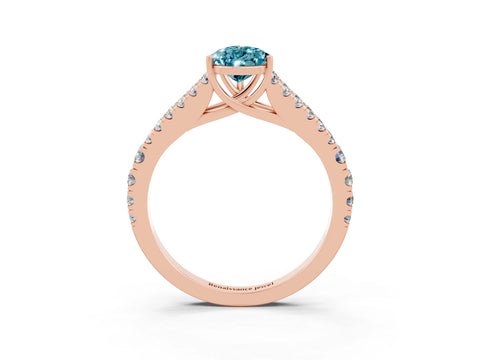 Rose gold Pear Cut Cut Split Shank Pave Diamond Engagement Ring with Four-Prong Setting_3