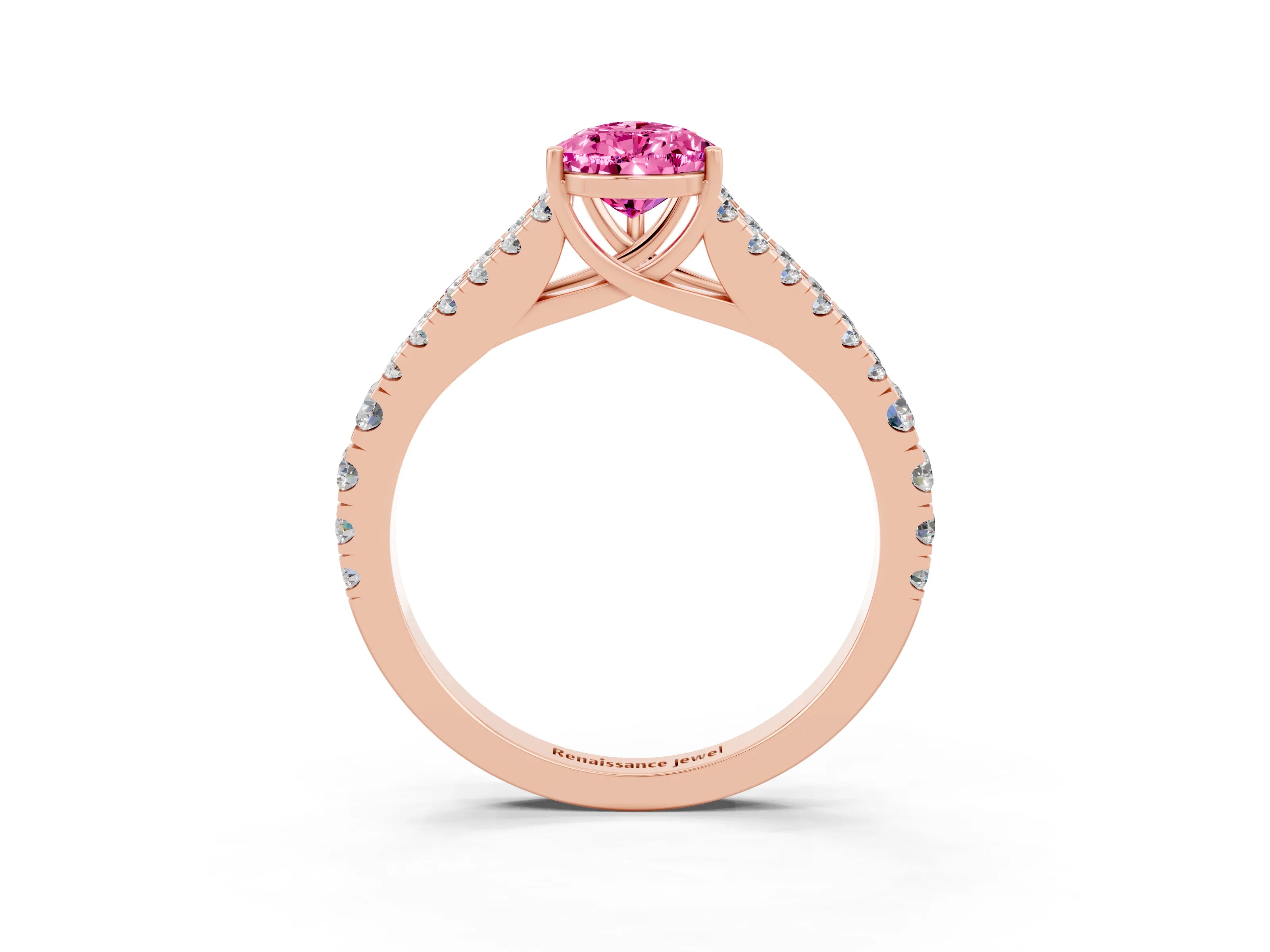 Rose gold Pear Cut Cut Split Shank Pave Diamond Engagement Ring with Four-Prong Setting_3