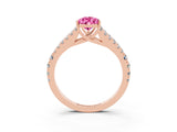 Rose gold Pear Cut Cut Split Shank Pave Diamond Engagement Ring with Four-Prong Setting_3