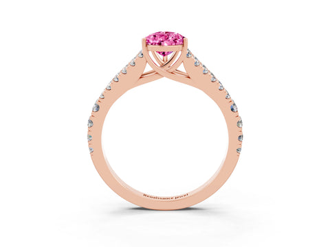 Rose gold Pear Cut Cut Split Shank Pave Diamond Engagement Ring with Four-Prong Setting_3