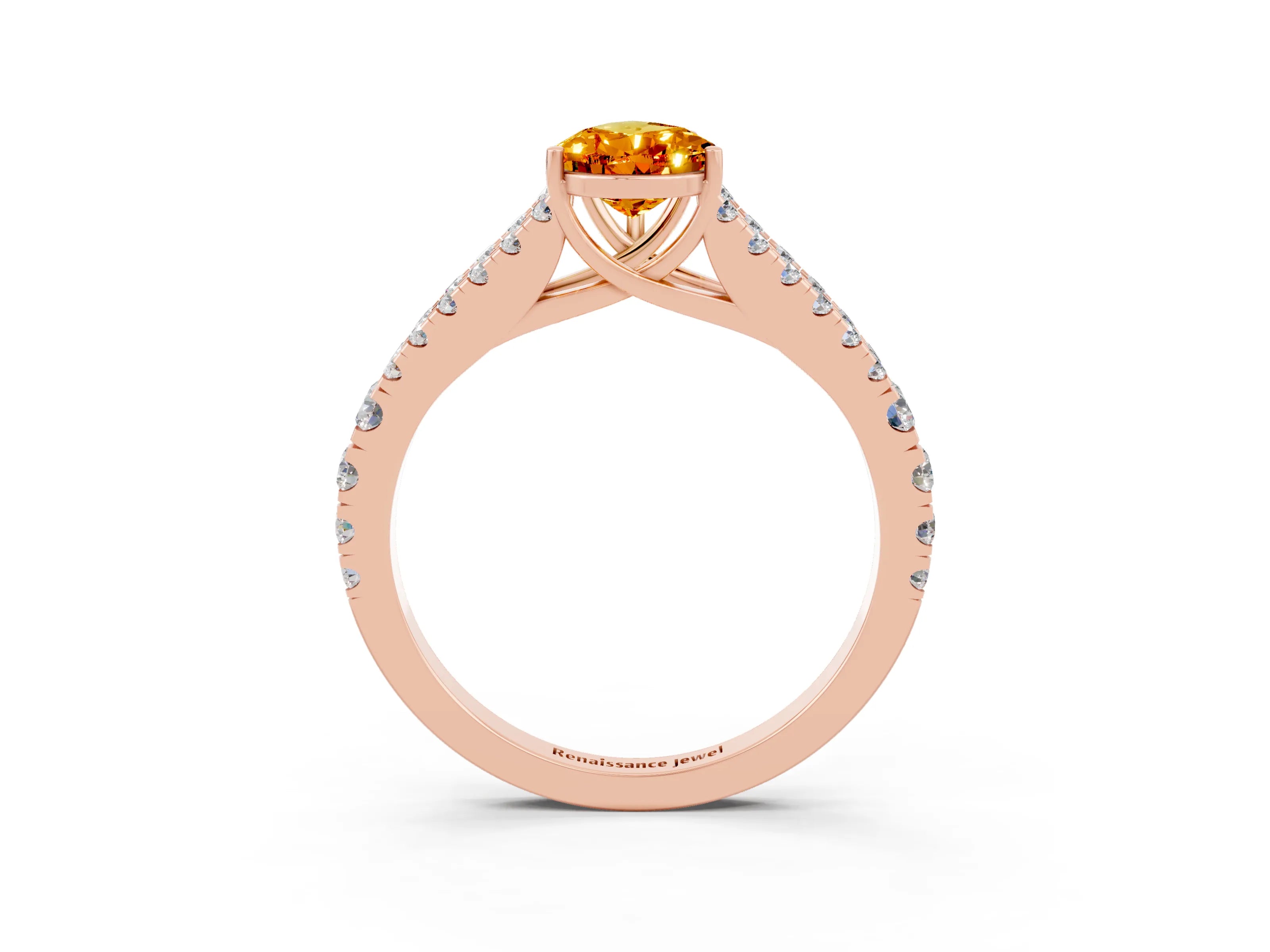 Rose gold Pear Cut Cut Split Shank Pave Diamond Engagement Ring with Four-Prong Setting_3