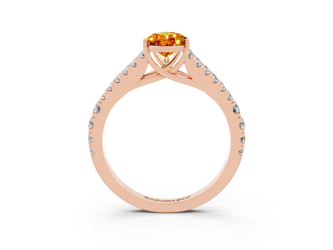 Rose gold Pear Cut Cut Split Shank Pave Diamond Engagement Ring with Four-Prong Setting_3