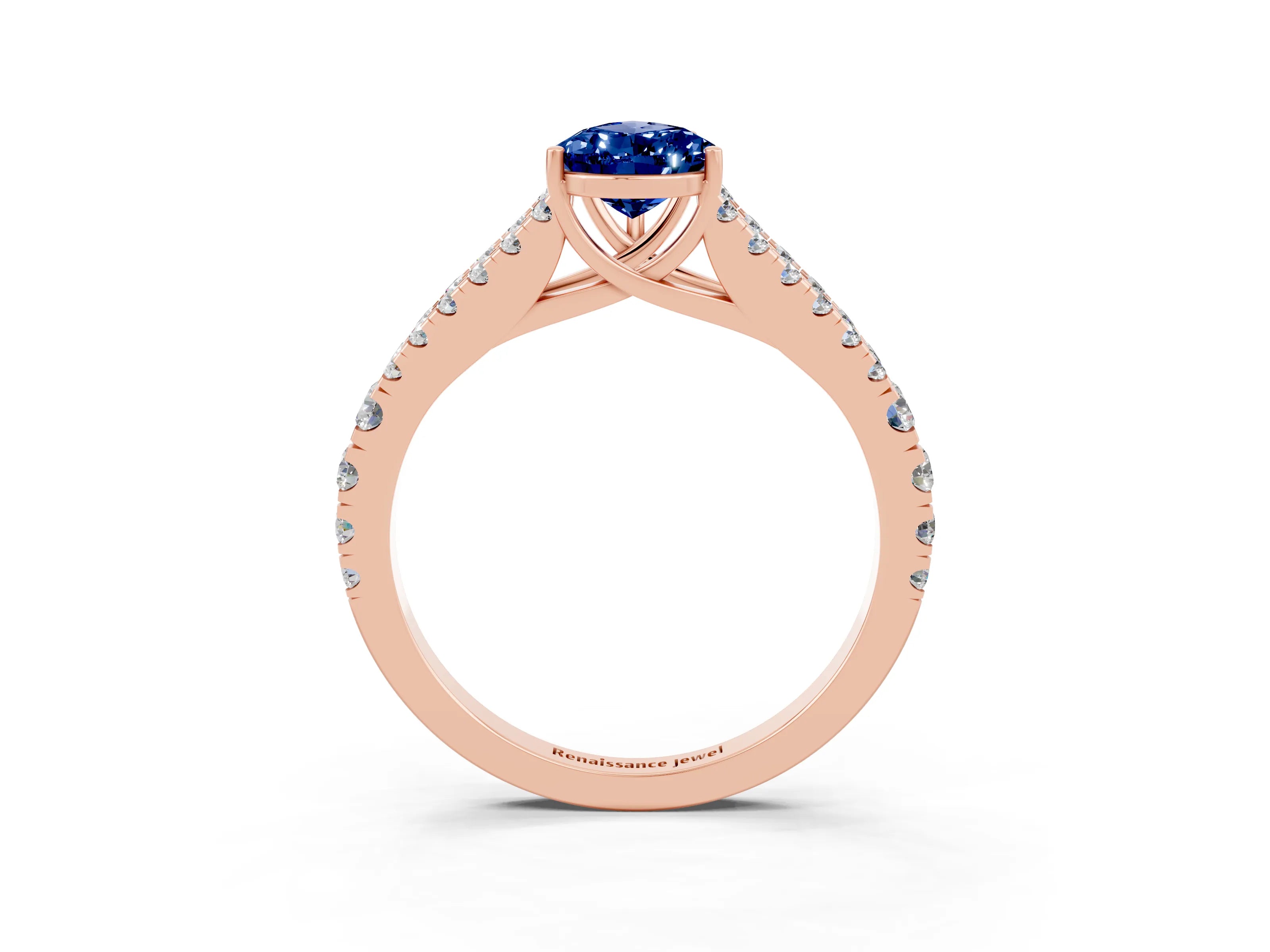 Rose gold Pear Cut Cut Split Shank Pave Diamond Engagement Ring with Four-Prong Setting_3