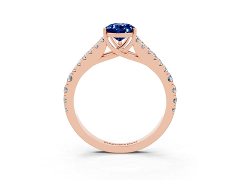 Rose gold Pear Cut Cut Split Shank Pave Diamond Engagement Ring with Four-Prong Setting_3