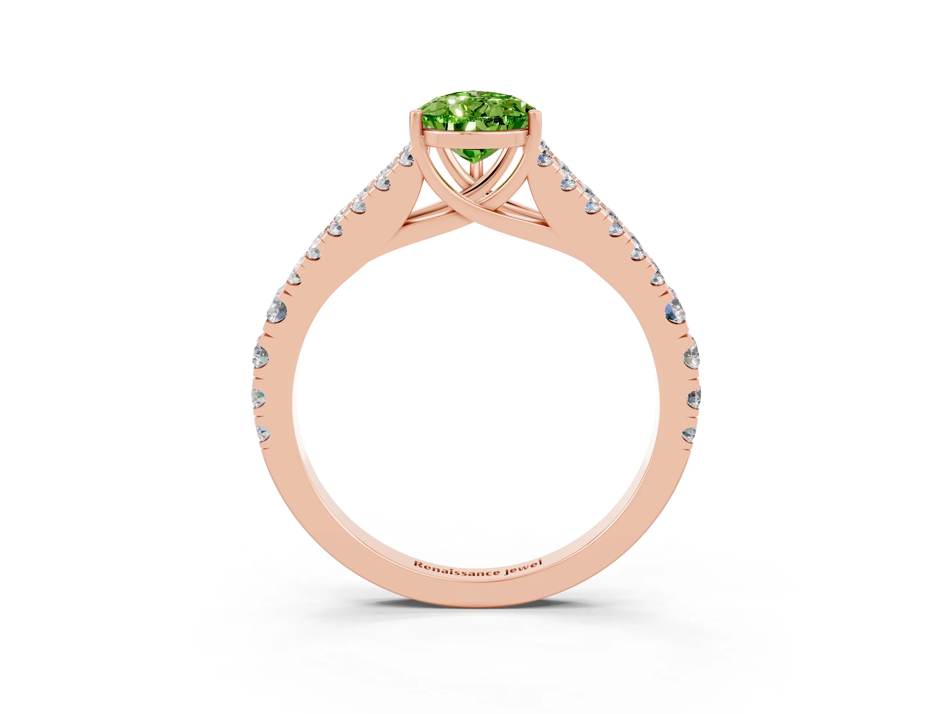 Rose gold Pear Cut Cut Split Shank Pave Diamond Engagement Ring with Four-Prong Setting_3