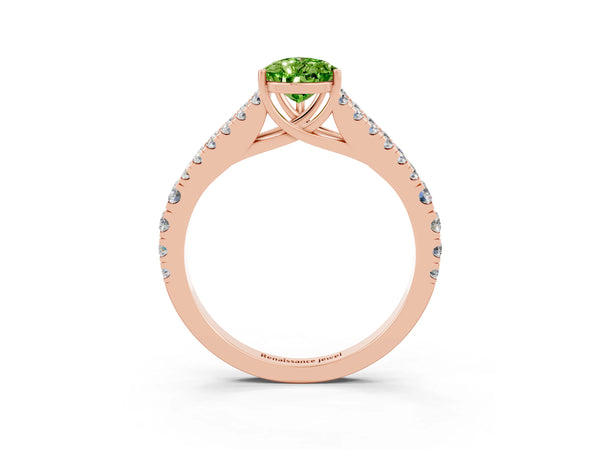 Rose gold Pear Cut Cut Split Shank Pave Diamond Engagement Ring with Four-Prong Setting