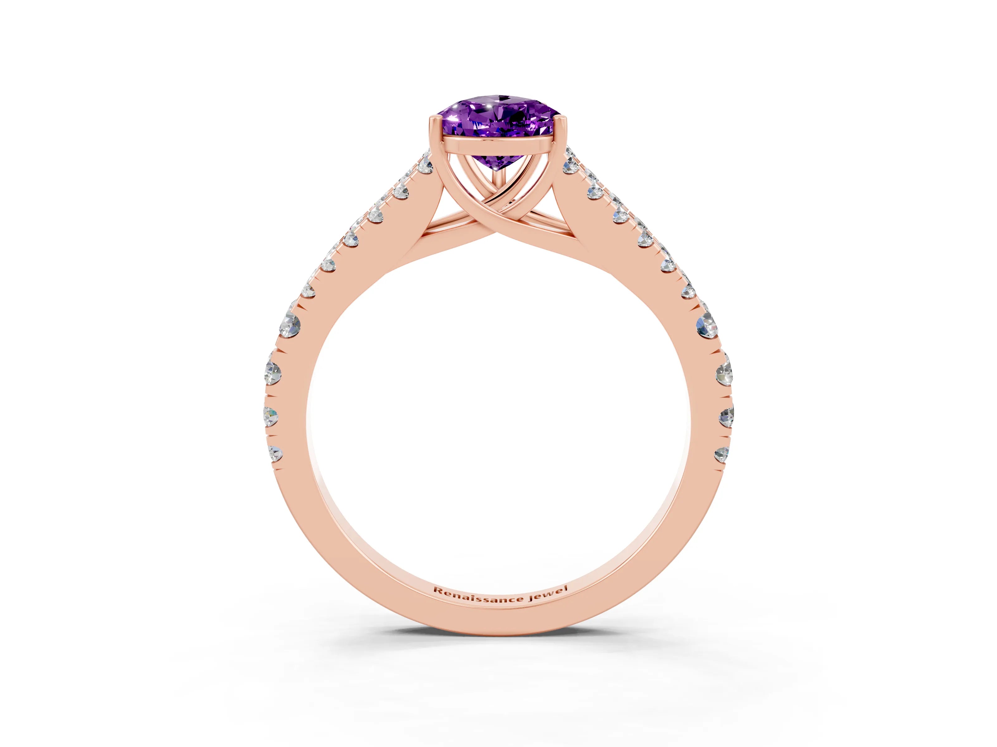 Rose gold Pear Cut Cut Split Shank Pave Diamond Engagement Ring with Four-Prong Setting_3