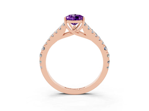 Rose gold Pear Cut Cut Split Shank Pave Diamond Engagement Ring with Four-Prong Setting_3