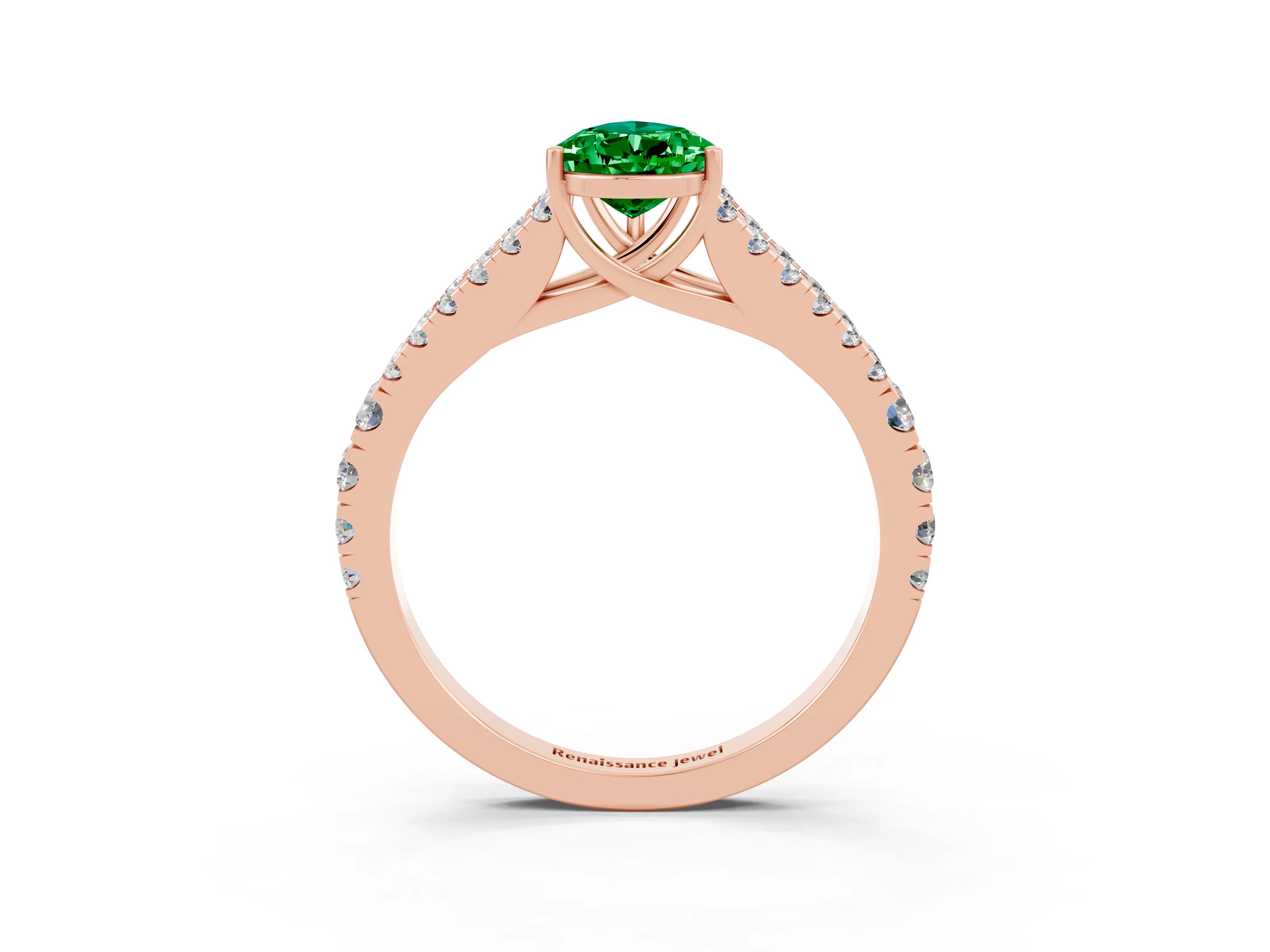 Rose gold Pear Cut Cut Split Shank Pave Diamond Engagement Ring with Four-Prong Setting_3
