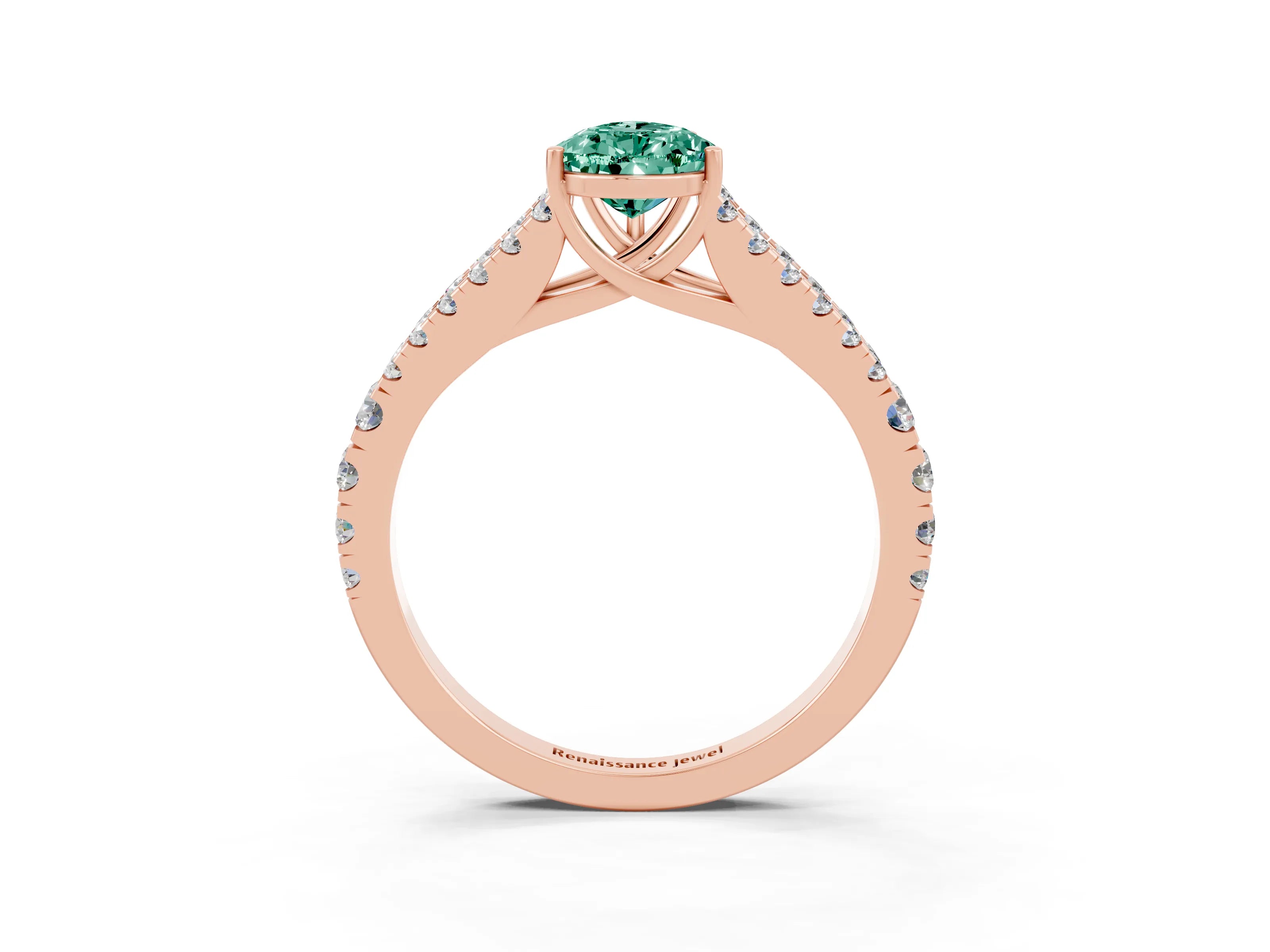 Rose gold Pear Cut Cut Split Shank Pave Diamond Engagement Ring with Four-Prong Setting_3