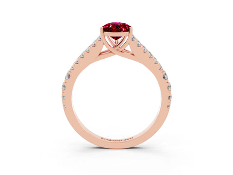 Rose gold Pear Cut Cut Split Shank Pave Diamond Engagement Ring with Four-Prong Setting_3