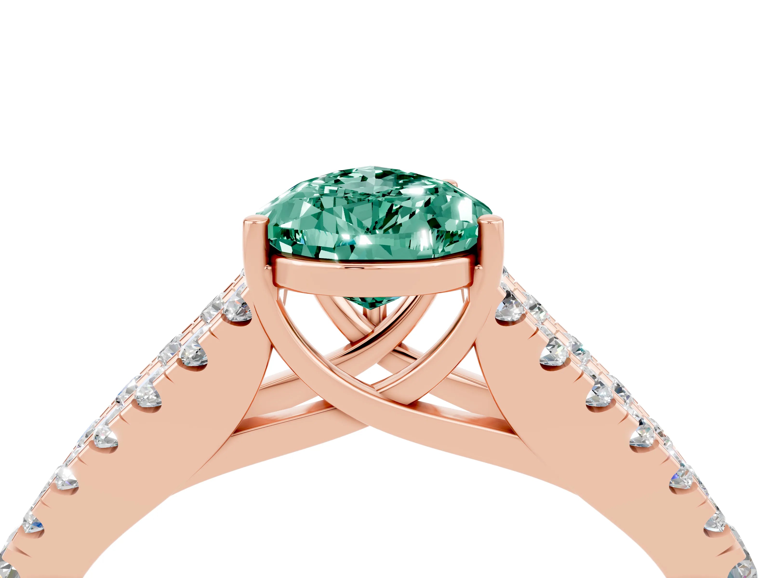 Rose gold Pear Cut Cut Split Shank Pave Diamond Engagement Ring with Four-Prong Setting_4