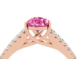 Rose gold Pear Cut Cut Split Shank Pave Diamond Engagement Ring with Four-Prong Setting_4