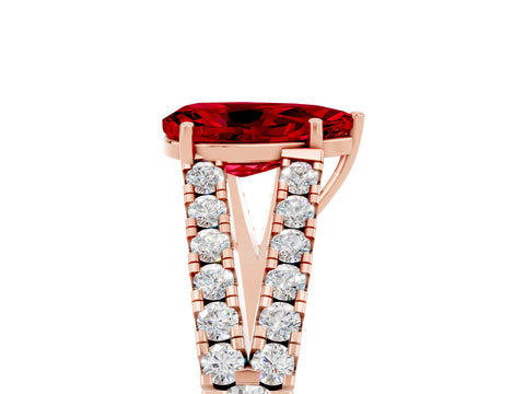 Rose gold Pear Cut Cut Split Shank Pave Diamond Engagement Ring with Four-Prong Setting_5