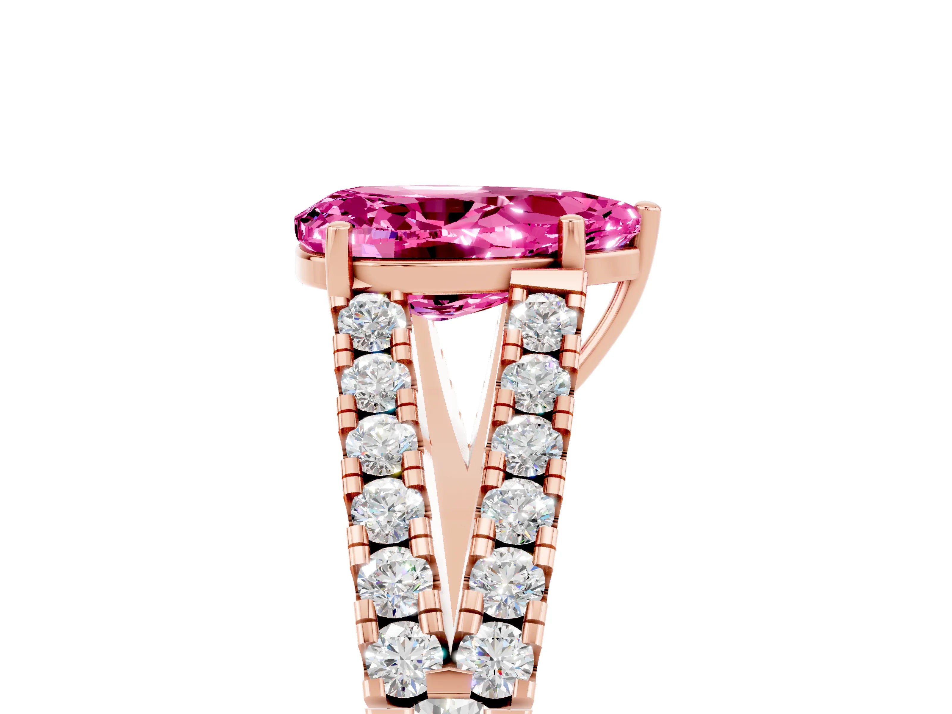Rose gold Pear Cut Cut Split Shank Pave Diamond Engagement Ring with Four-Prong Setting_5