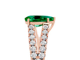 Rose gold Pear Cut Cut Split Shank Pave Diamond Engagement Ring with Four-Prong Setting_5