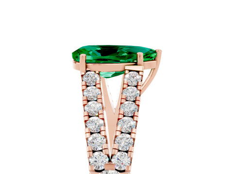 Rose gold Pear Cut Cut Split Shank Pave Diamond Engagement Ring with Four-Prong Setting_5