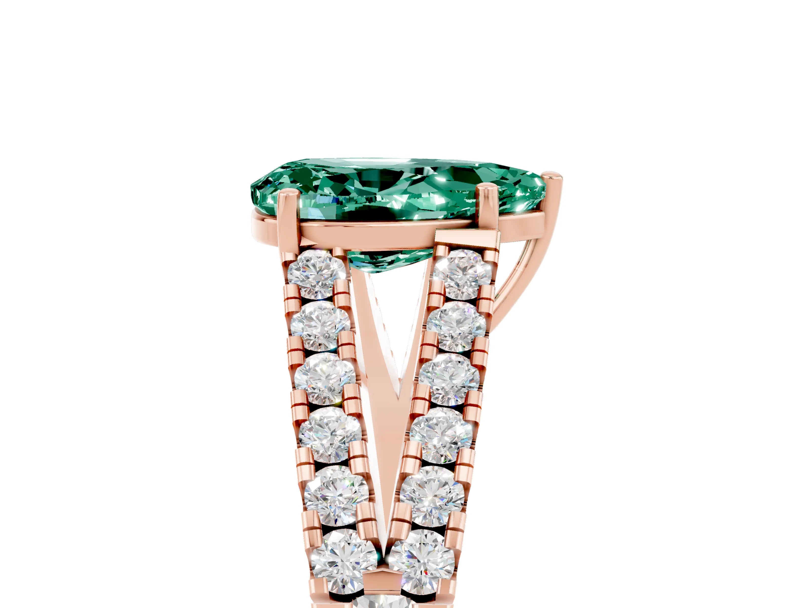 Rose gold Pear Cut Cut Split Shank Pave Diamond Engagement Ring with Four-Prong Setting_5