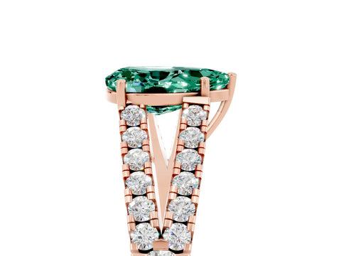 Rose gold Pear Cut Cut Split Shank Pave Diamond Engagement Ring with Four-Prong Setting_5