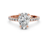 Rose gold Pear Cut Diamond Brilliant Solitaire Ring with Pavé Band and Four-Prong Setting_21