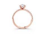 Rose gold Pear Cut Diamond Brilliant Solitaire Ring with Pavé Band and Four-Prong Setting_24