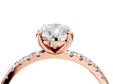Rose gold Pear Cut Diamond Brilliant Solitaire Ring with Pavé Band and Four-Prong Setting_25