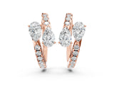 Rose gold Pear Cut Diamond Bypass Huggie Hoop Earrings_4