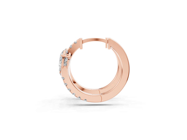 Rose gold Pear Cut Diamond Bypass Huggie Hoop Earrings