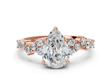 Rose gold Pear Cut Diamond Cluster Pavé Band with Four-Prong Setting_12
