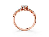 Rose gold Pear Cut Diamond Cluster Pavé Band with Four-Prong Setting_15