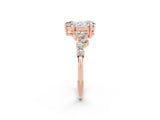 Rose gold Pear Cut Diamond Cluster Pavé Band with Four-Prong Setting_2