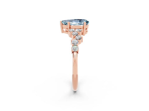 Rose gold Pear Cut Diamond Cluster Pavé Band with Four-Prong Setting_2