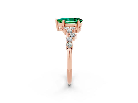 Rose gold Pear Cut Diamond Cluster Pavé Band with Four-Prong Setting_2
