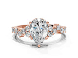 Rose gold Pear Cut Diamond Cluster Pavé Band with Four-Prong Setting_3
