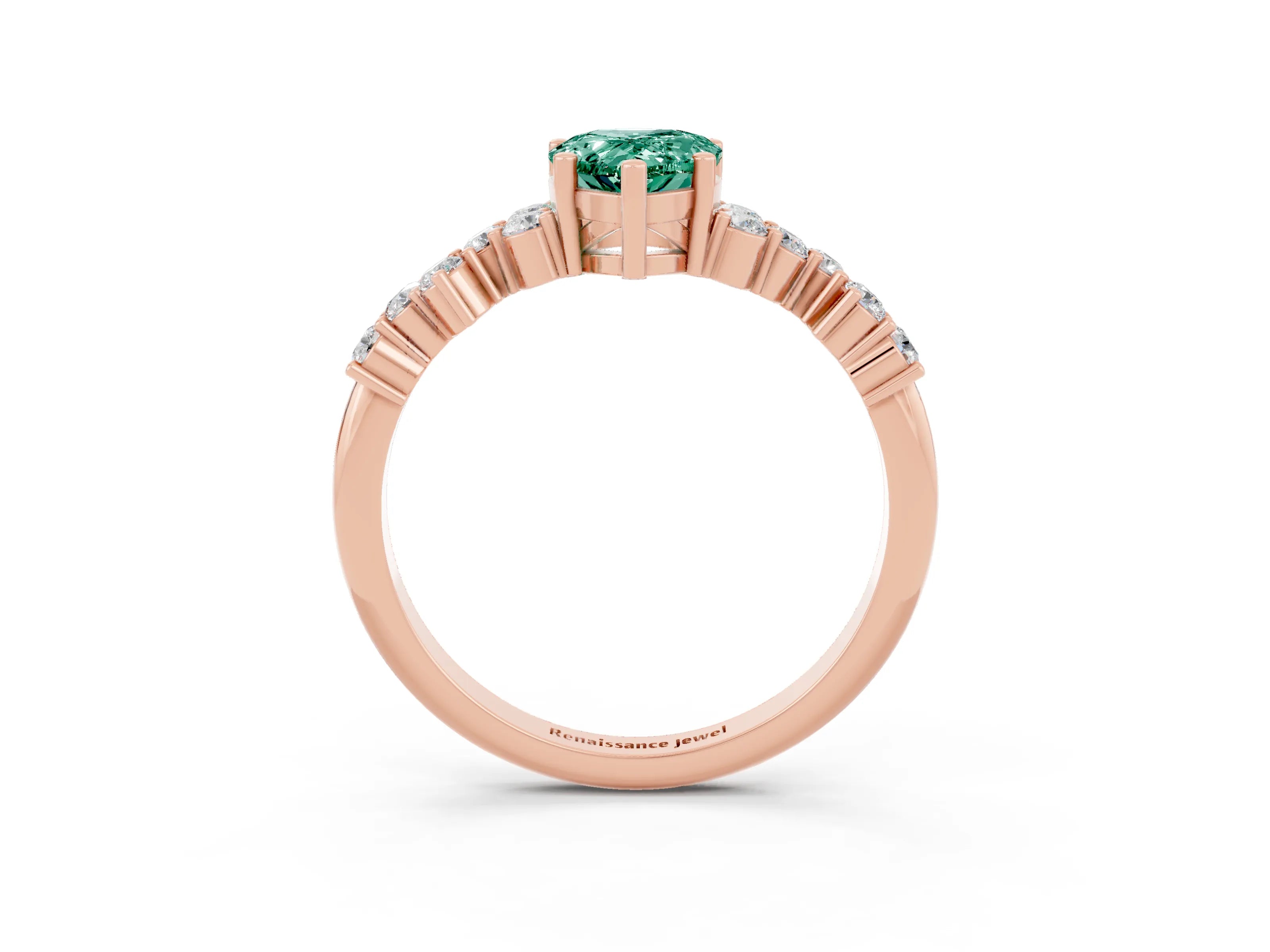 Rose gold Pear Cut Diamond Cluster Pavé Band with Four-Prong Setting_3