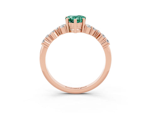 Rose gold Pear Cut Diamond Cluster Pavé Band with Four-Prong Setting_3