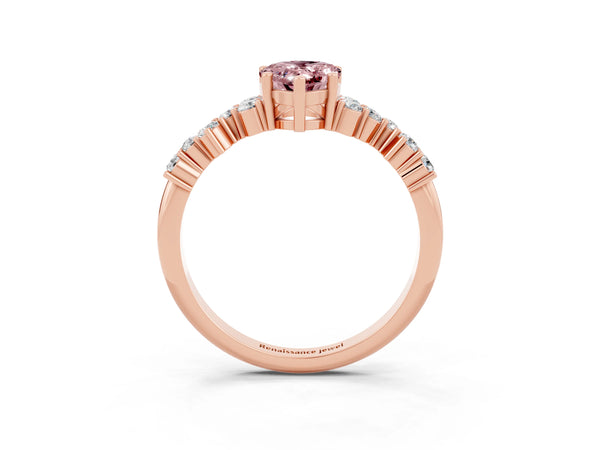 Rose gold Pear Cut Diamond Cluster Pavé Band with Four-Prong Setting