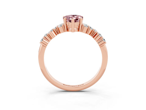 Rose gold Pear Cut Diamond Cluster Pavé Band with Four-Prong Setting_3