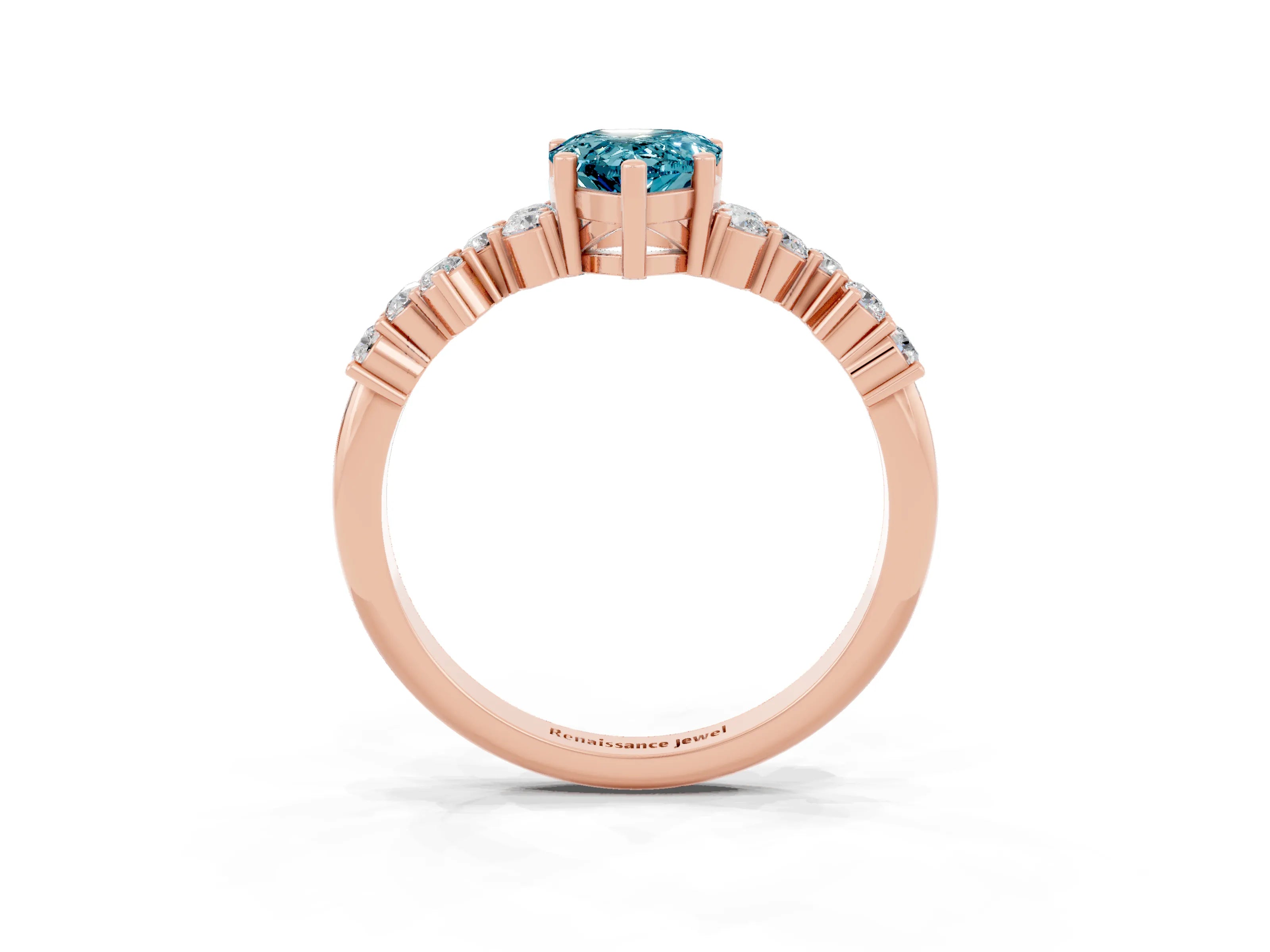 Rose gold Pear Cut Diamond Cluster Pavé Band with Four-Prong Setting_3