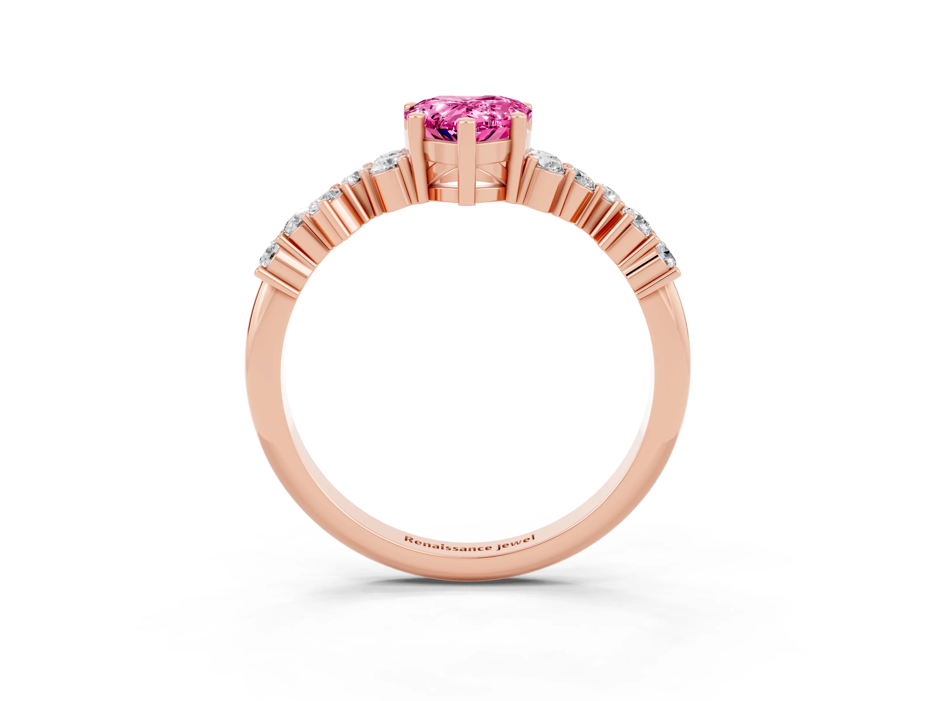 Rose gold Pear Cut Diamond Cluster Pavé Band with Four-Prong Setting_3