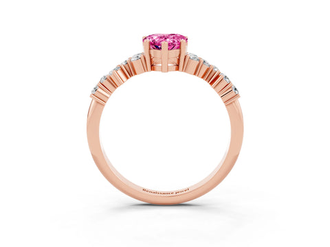 Rose gold Pear Cut Diamond Cluster Pavé Band with Four-Prong Setting_3